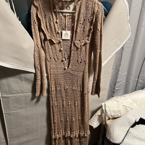 Temporary Price Drop! Chasing Unicorns Fire on the Mountain Ruffle Crochet Maxi - Picture 2 of 4